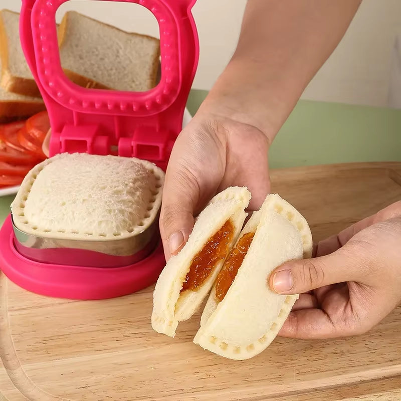 Sandwich Cutter and Sealer Flip Sandwich Cutting Tool for Kids Lunch Stainless Steel Blade Circular Sandwich Bread Toast Mold