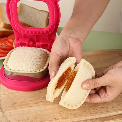 Sandwich Cutter and Sealer Flip Sandwich Cutting Tool for Kids Lunch Stainless Steel Blade Circular Sandwich Bread Toast Mold