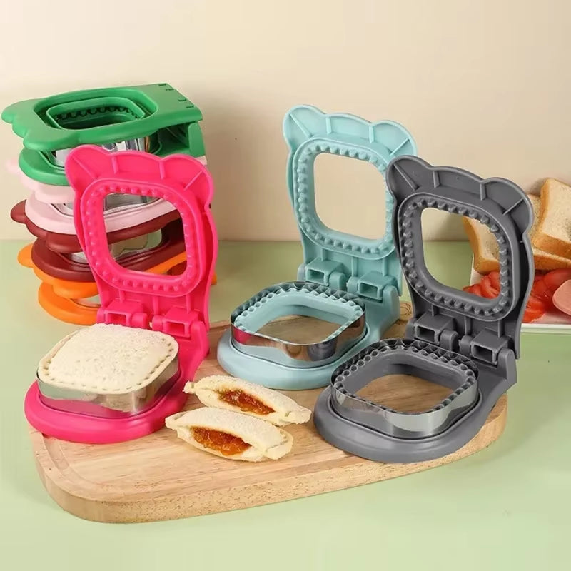 Sandwich Cutter and Sealer Flip Sandwich Cutting Tool for Kids Lunch Stainless Steel Blade Circular Sandwich Bread Toast Mold