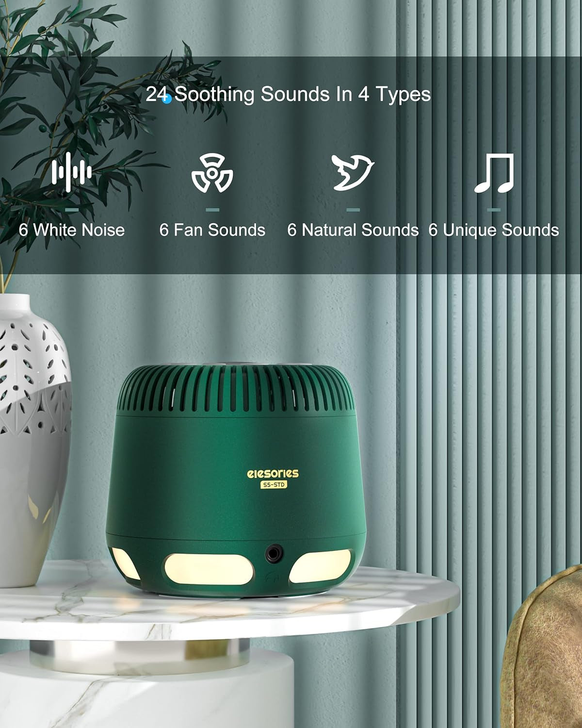 Sound Machine,  White Noise Machine with Adjustable Baby Night Light & Wireless Speaker, 24 Soothing Sounds Including White Noise/Fan Sounds/Nature Sounds/Lullaby for Nursery Office Home