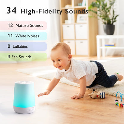 Baby Sound Machine with Nightlight and Timer for Babies, White