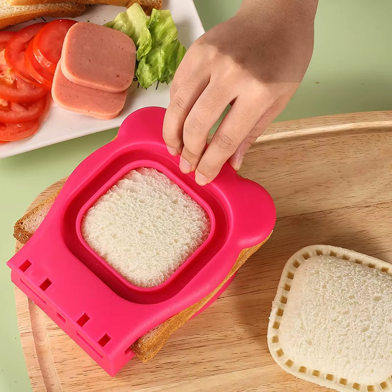 Sandwich Cutter and Sealer Flip Sandwich Cutting Tool for Kids Lunch Stainless Steel Blade Circular Sandwich Bread Toast Mold