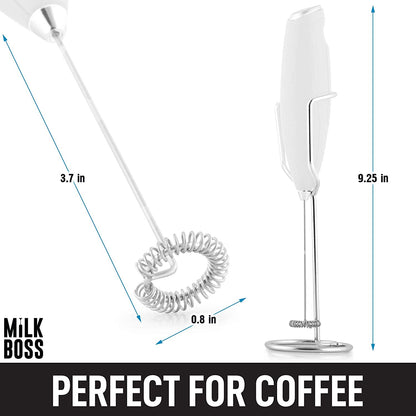 Matcha Whisk - Handheld Electric Stirrer - Frother Wand & Drink Mixer - Durable Stainless Steel - White Ultra Stand